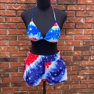 Op 3-piece bikini, red white and blue